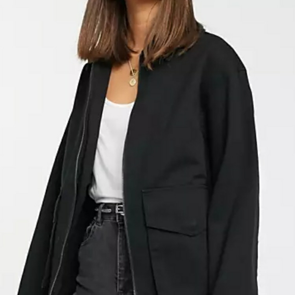 Black zip up shacket